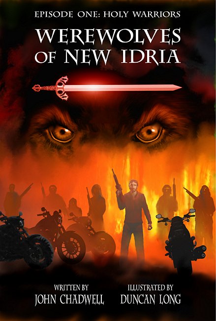 Graphic novel cover for Werewolves of New Idria from Moonstone books - book illustration by Duncan Long