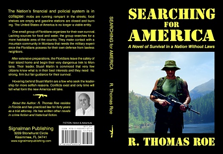 Final book cover layout and illustration for R Thomas Roe's action adventure novel. 
