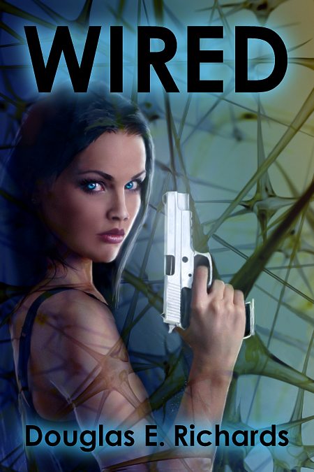 final book cover illustration for Wired by Douglas E Richards.
