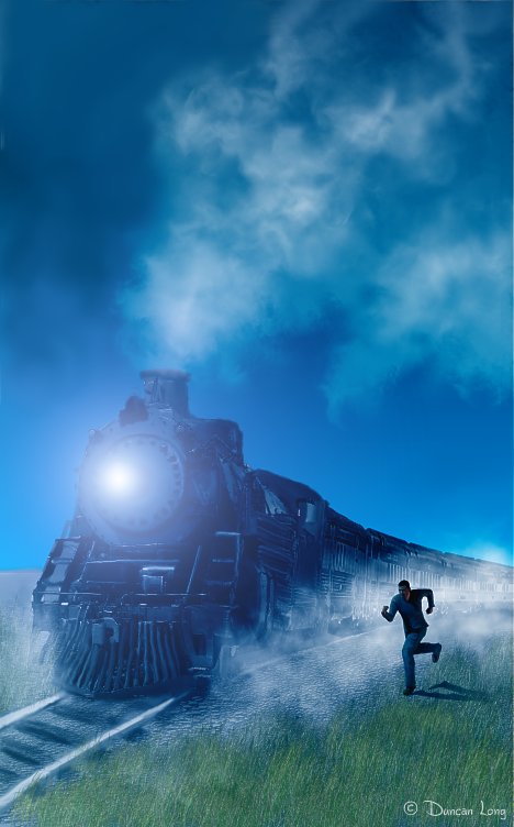 The Train Racer - magazine artwork or book cover illustration by Duncan Long