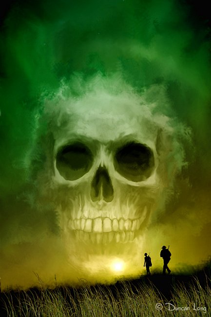 False Dawn horror book cover design by artist Duncan Long