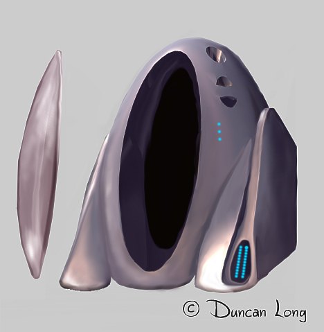 single pod painting with open hatch - artist Duncan Long