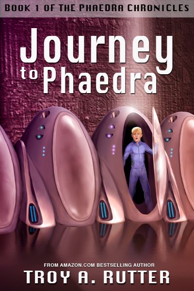 Final "Journey of Phaedra" science fiction book cover by illustrator Duncan Long