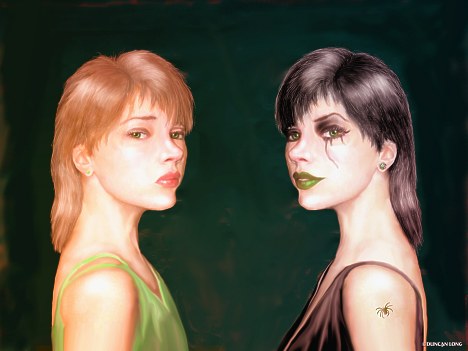 Evil Twin horror artwork by book artist Duncan Long
