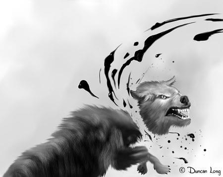 Dying werewolf by graphic-Novel-Comic book illustrator Duncan Long