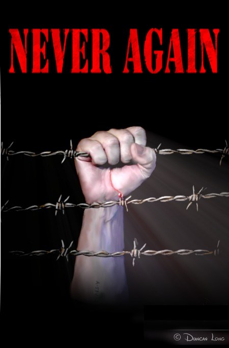 Never Again book cover illustration by artist Duncan Long 2013
