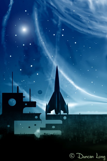 Space Port 2c by science fiction artist Duncan Long