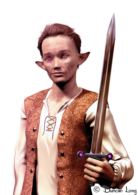 Elf armed with a Sword book illustration