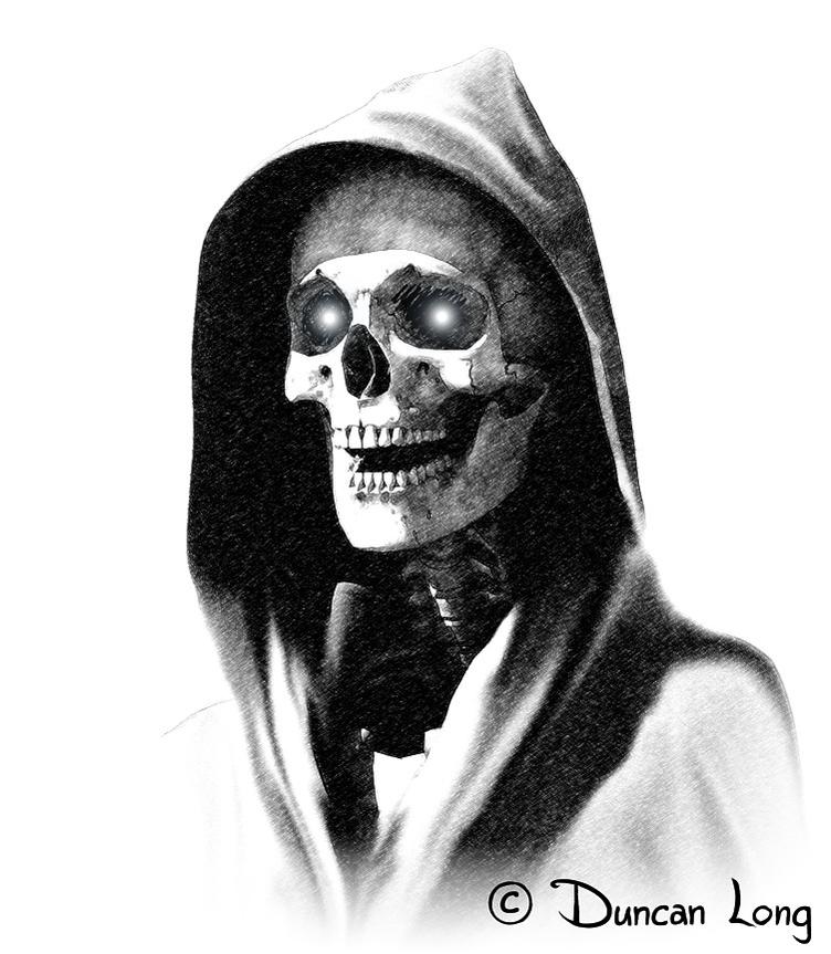 Grim Reaper illustration in Duncan Long's short story book