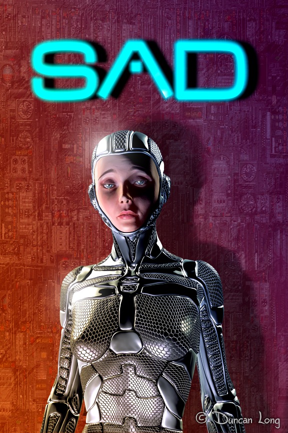 Sad - a cyborg illustration by Duncan Long