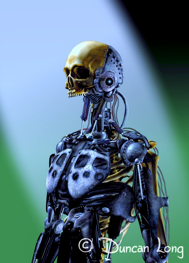 Steel and Bone - cyborg robot skeleton -- the stuff of nightmares by Duncan Long