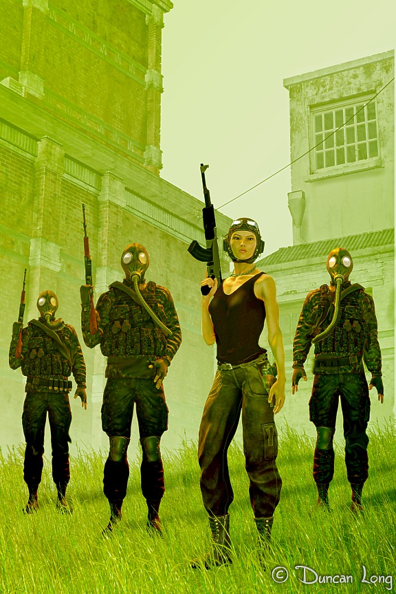 Zombie hunters Dieselpunk book cover art by illustrator Duncan Long