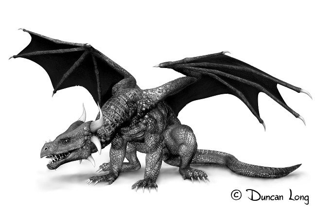dragon2e drawing for a inner book illustration by artist Duncan Long