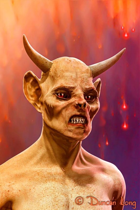 Childhood's End - demon face artwork horror book cover artist Duncan Long